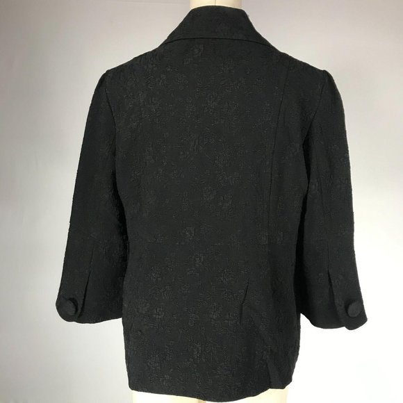 Truworths EU Size 40 (US 8) Black Embossed Double Breasted 3/4 Sleeve Jacket - Picture 3 of 10